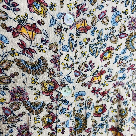 J. Jill Dress Size L Maxi Multi Floral Button Down Front Blush Pink Shirt Dress - Picture 9 of 13